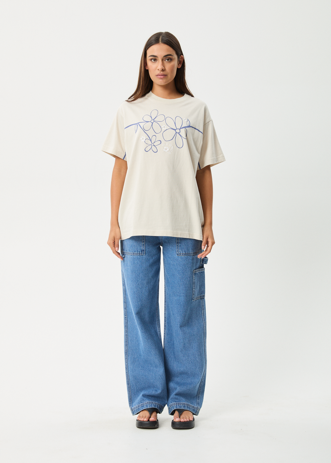 AFENDS Womens Tranquil - Oversized Tee - Moonbeam