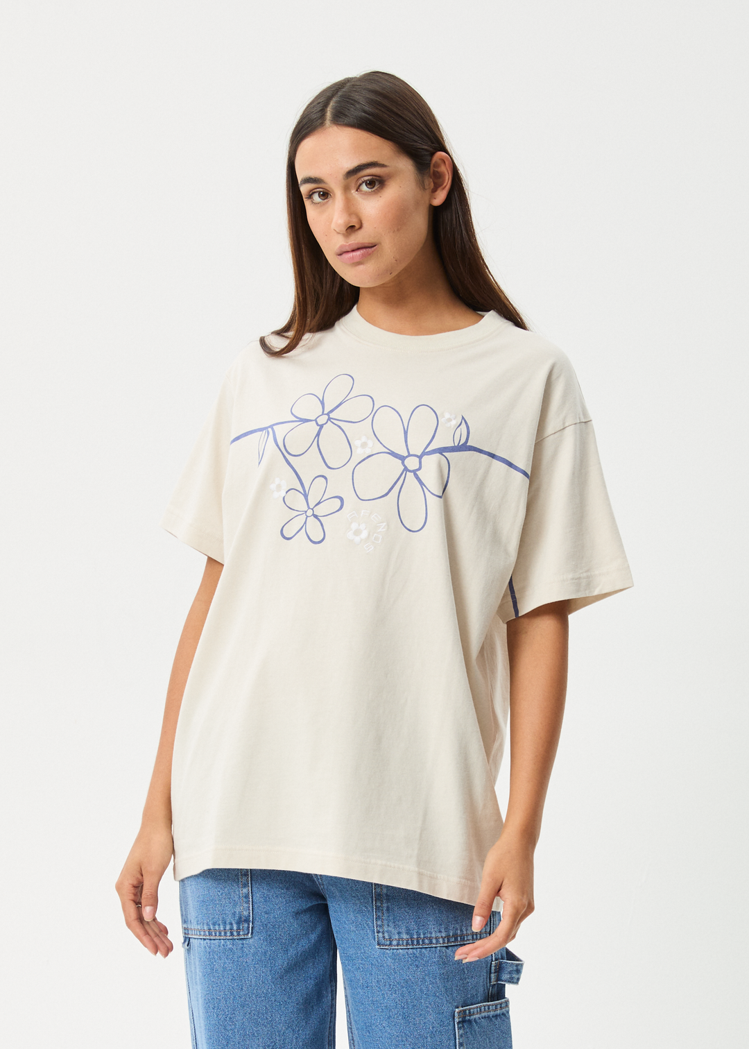 AFENDS Womens Tranquil - Oversized Tee - Moonbeam