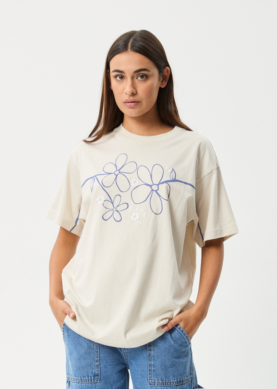 AFENDS Womens Tranquil - Oversized Tee - Moonbeam