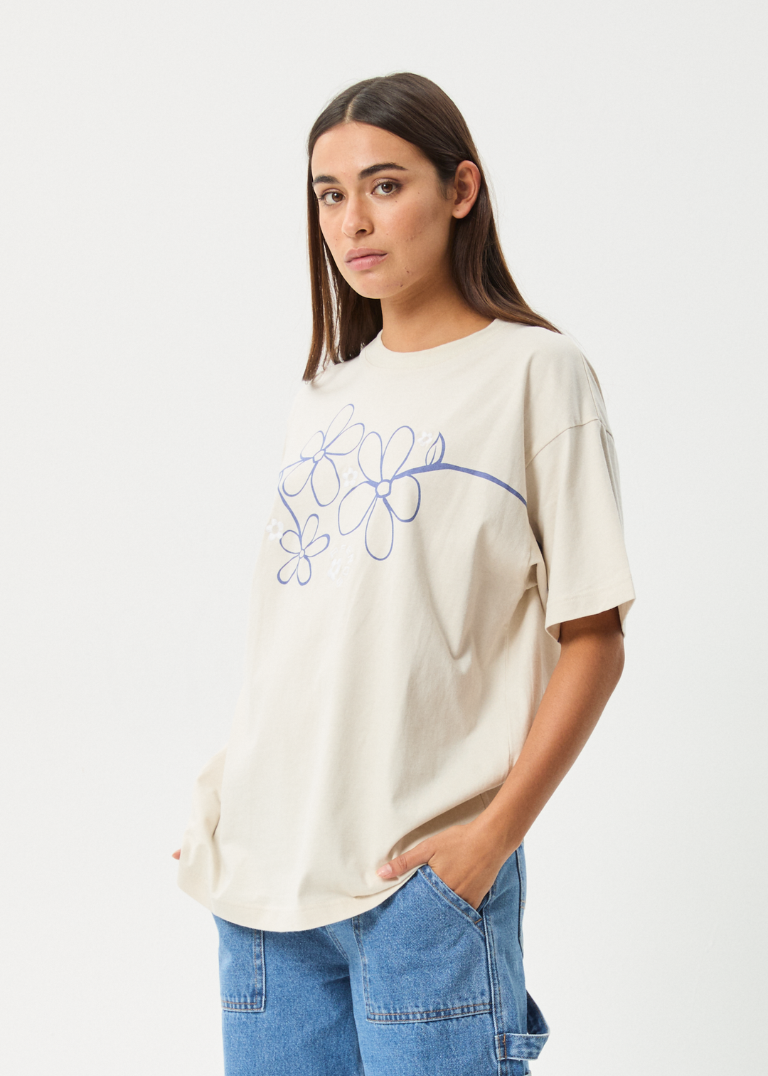 AFENDS Womens Tranquil - Oversized Tee - Moonbeam