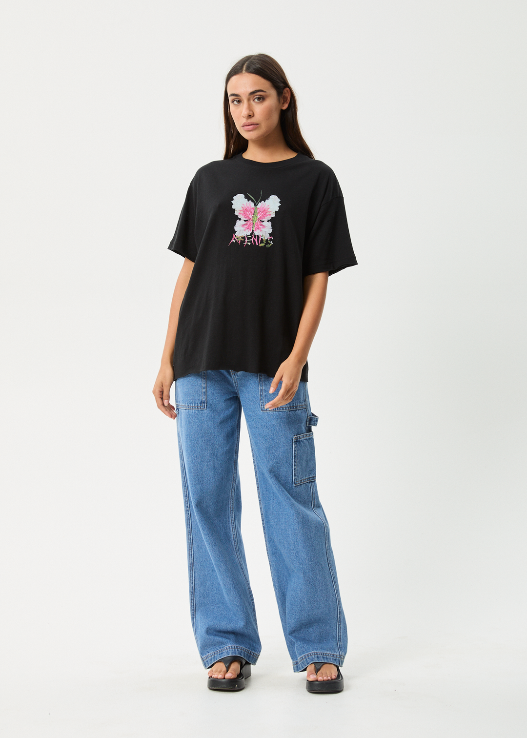 AFENDS Womens Butterfluer - Oversized Tee - Black