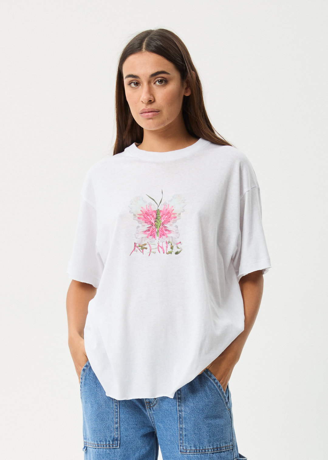 AFENDS Womens Butterfluer - Oversized Tee - White