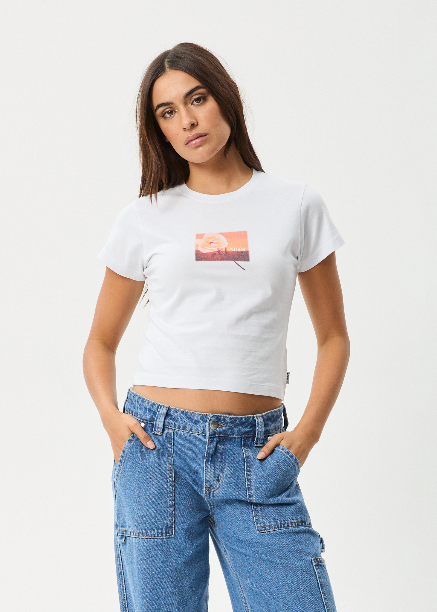 AFENDS Womens Film - Baby Tee - White
