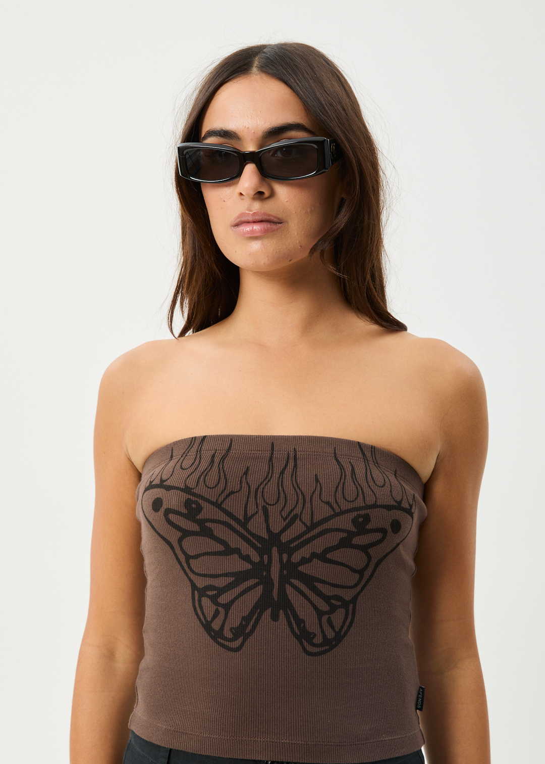 AFENDS Womens Set Fire - Rib Tube Top - Coffee