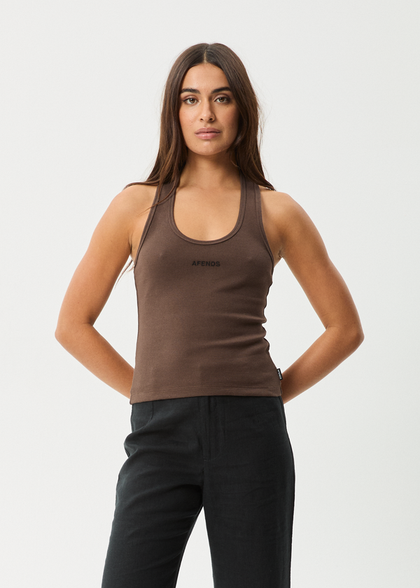 AFENDS Womens Basis - Rib Halter - Coffee