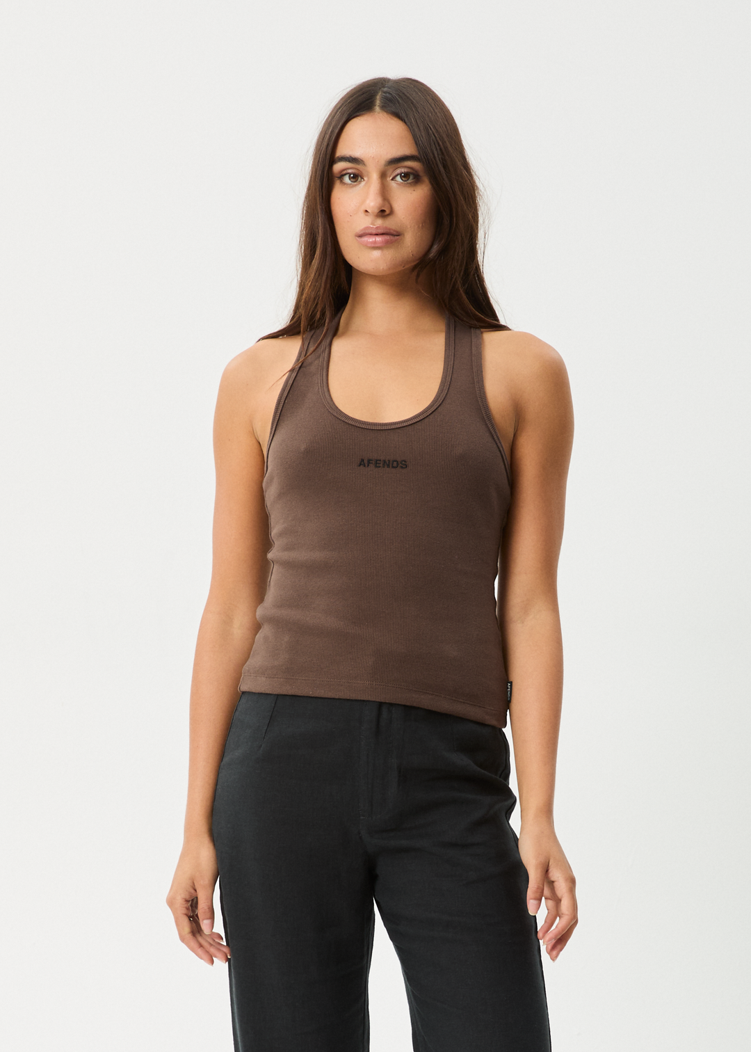 AFENDS Womens Basis - Rib Halter - Coffee