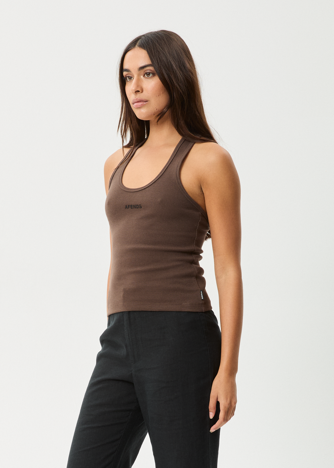 AFENDS Womens Basis - Rib Halter - Coffee