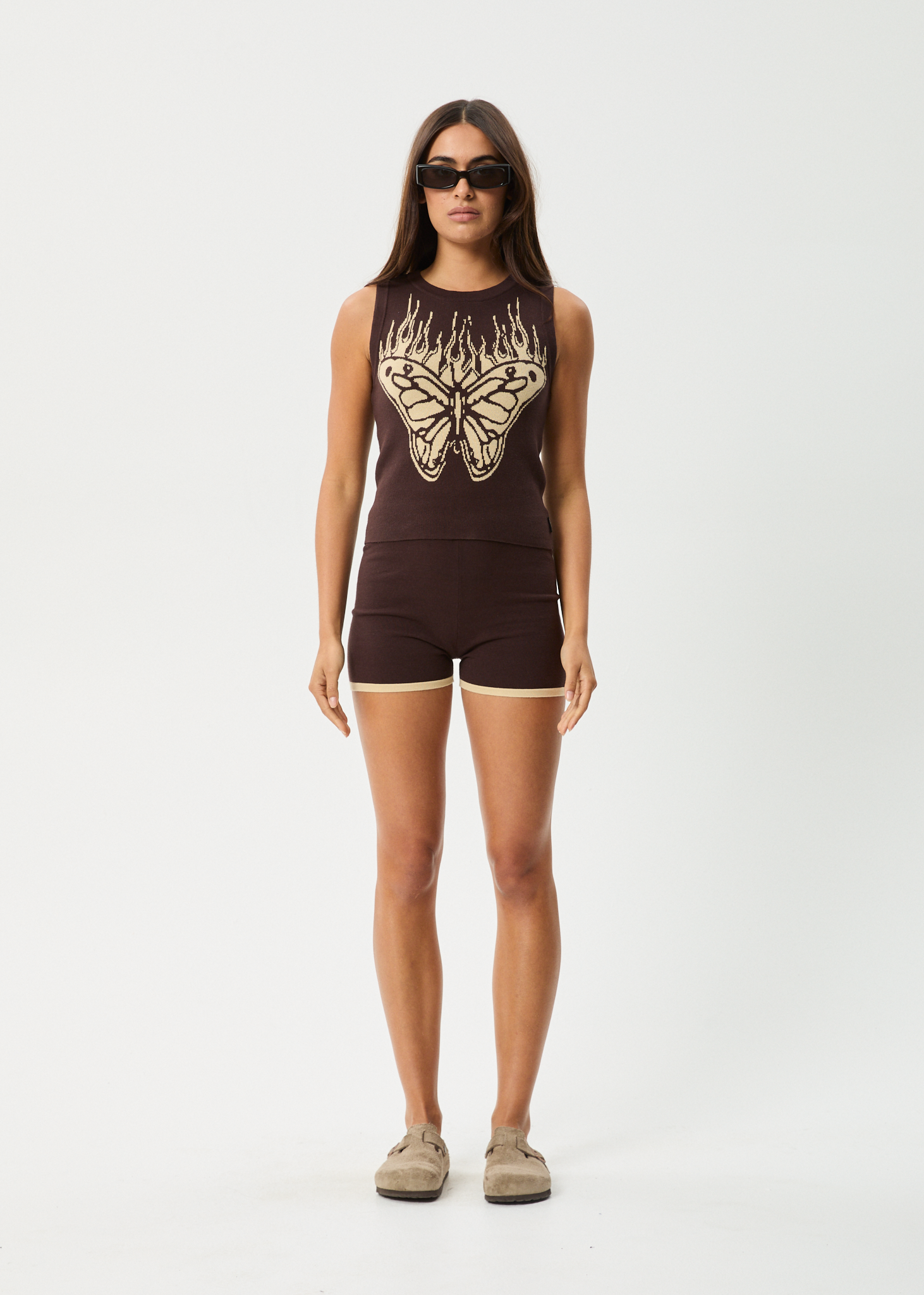 AFENDS Womens Set Fire - Knit Tank - Coffee