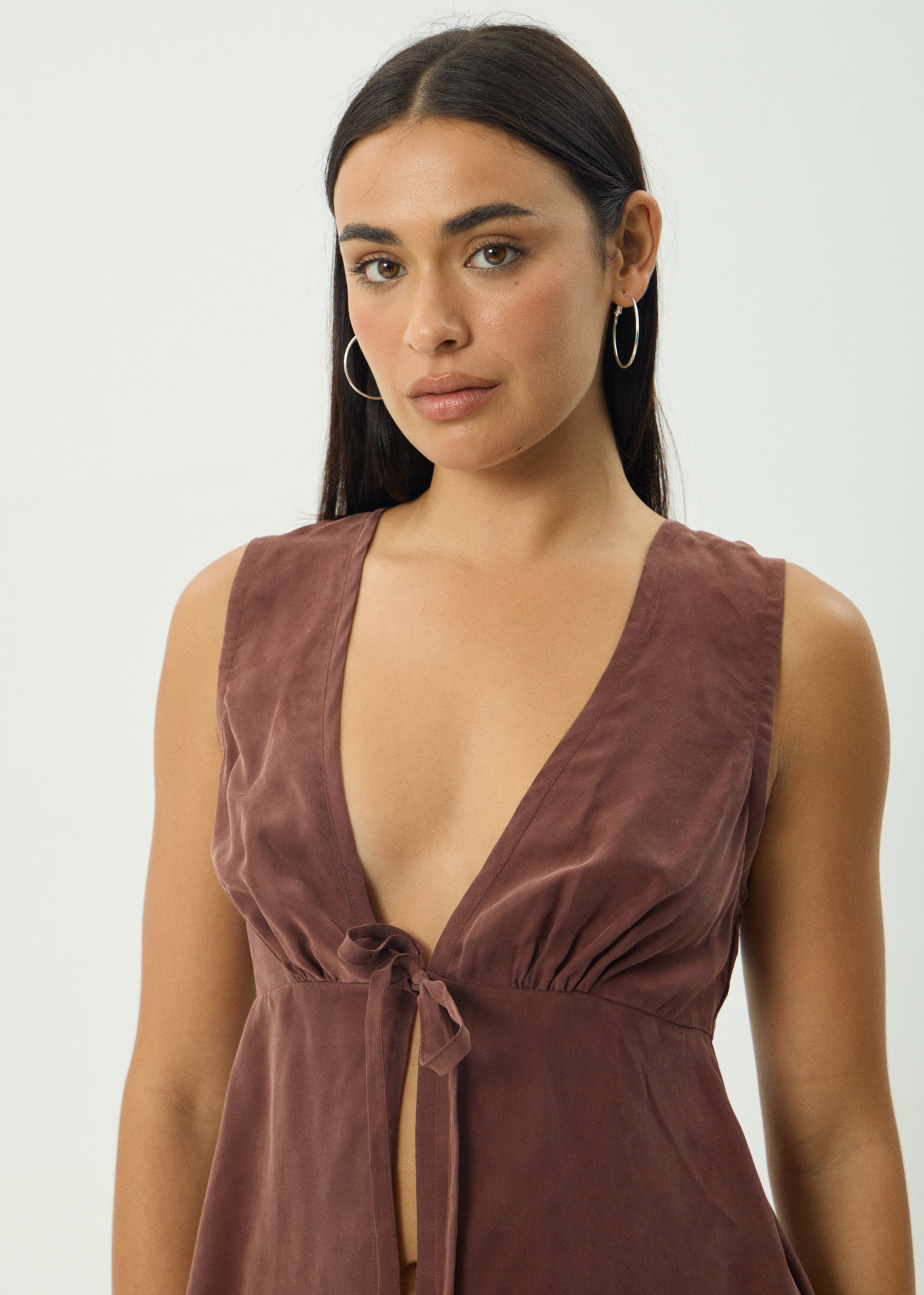 AFENDS Womens Delia - Cupro Top - Hazelnut