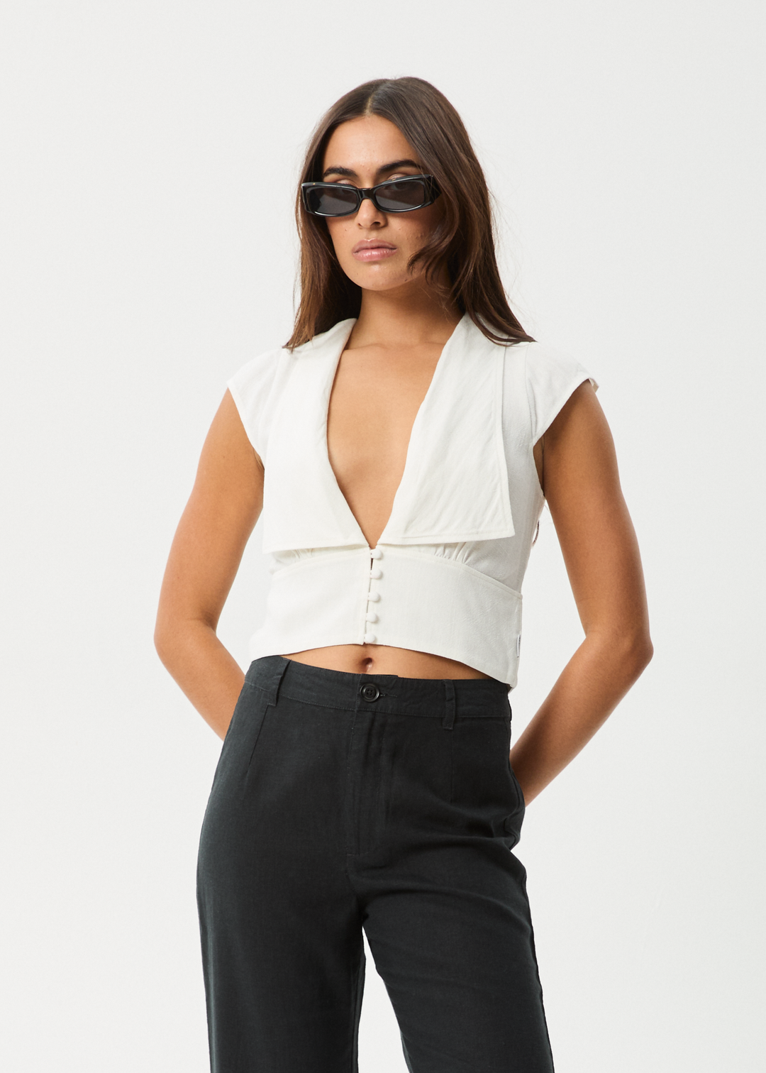 AFENDS Womens Twila - Button Up Top - White