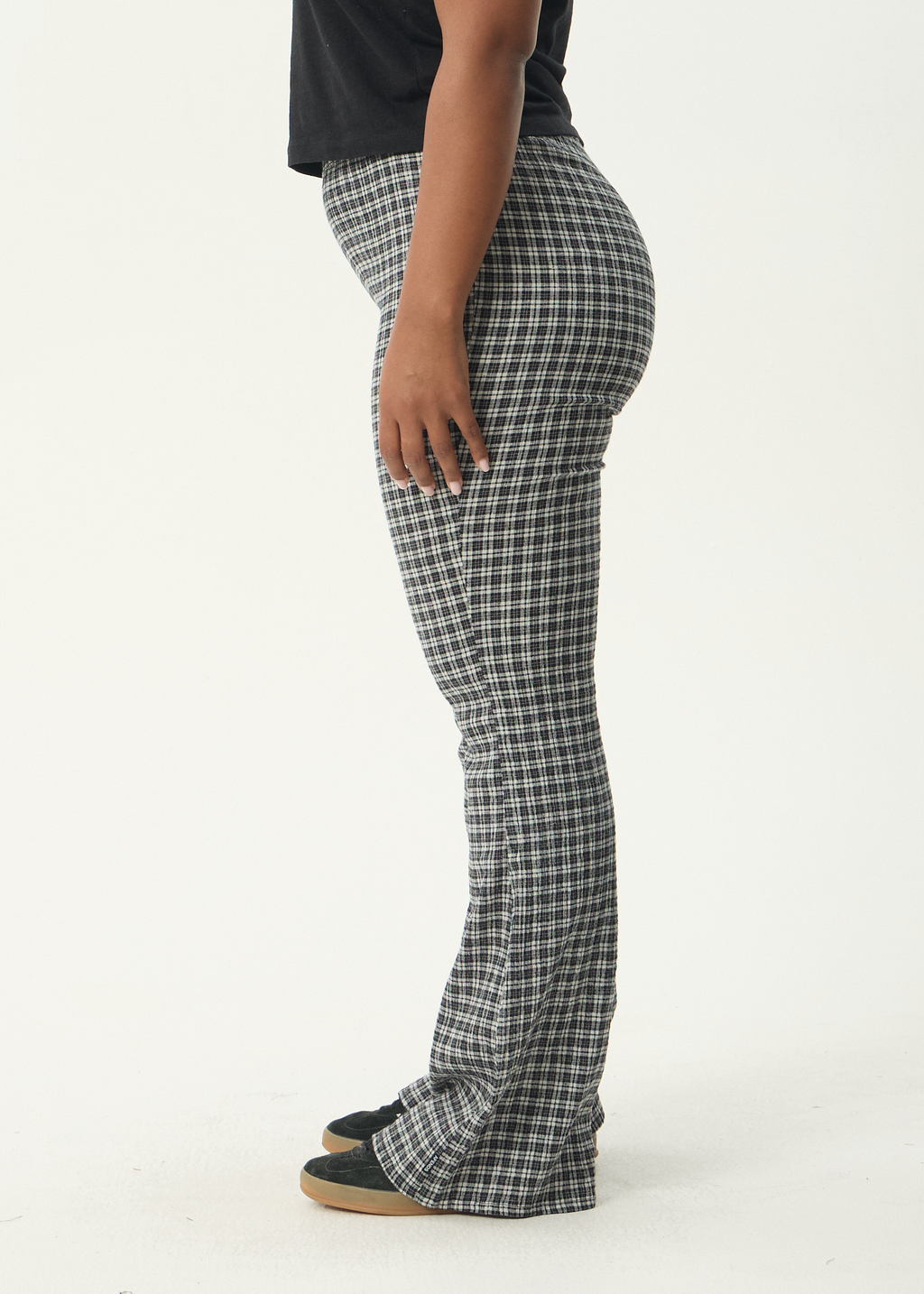 AFENDS Womens Asta - Seersucker Flare Pant - Steel Check