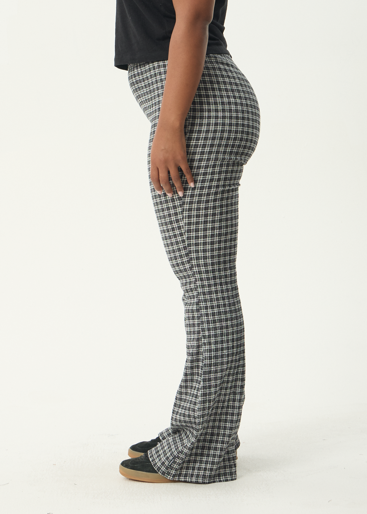 AFENDS Womens Asta - Seersucker Flare Pant - Steel Check