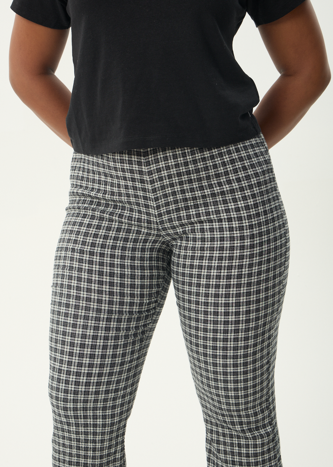 AFENDS Womens Asta - Seersucker Flare Pant - Steel Check