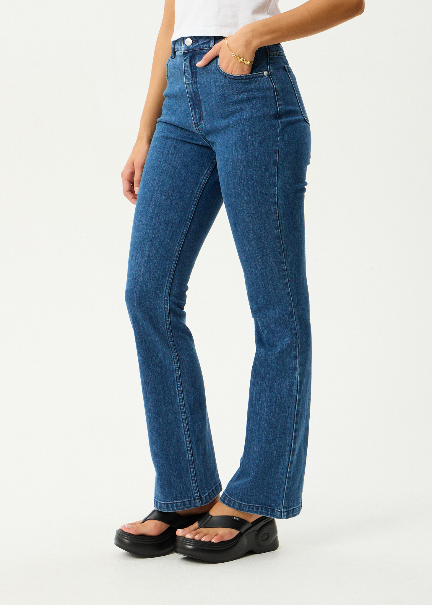 AFENDS Womens Cassidy - Bootcut Jean - Authentic Blue