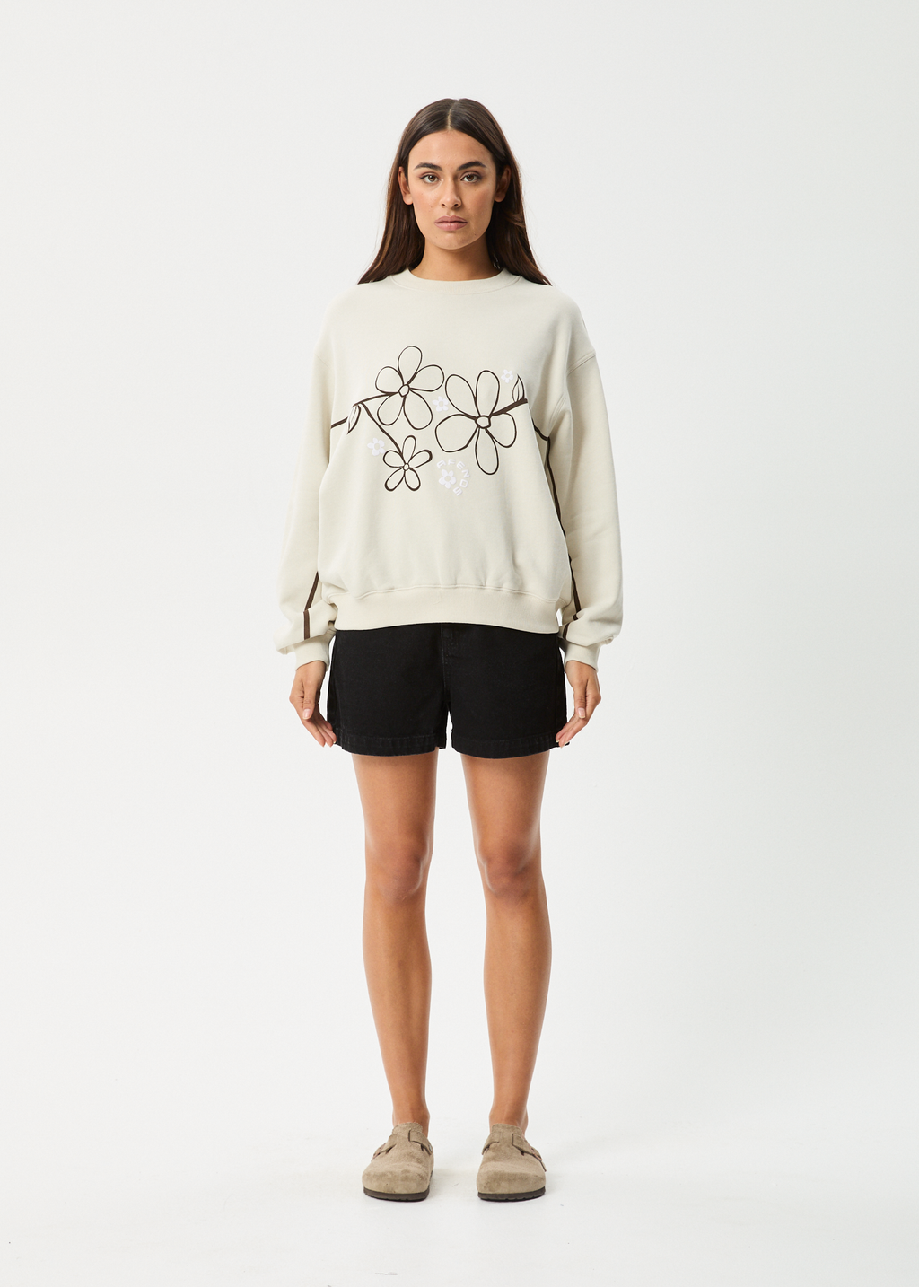 AFENDS Womens Tranquil - Crew Neck Jumper - Moonbeam