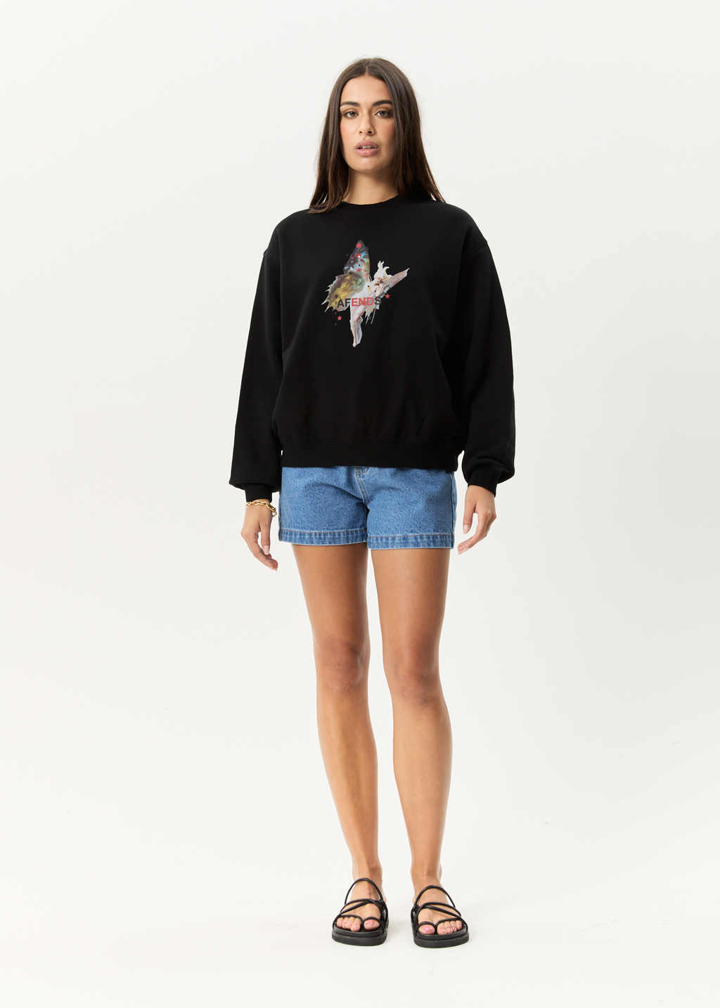 AFENDS Womens Pixie - Crew Neck Jumper - Black