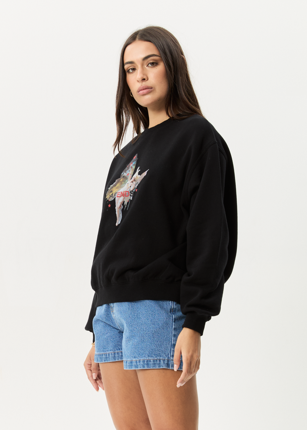AFENDS Womens Pixie - Crew Neck Jumper - Black