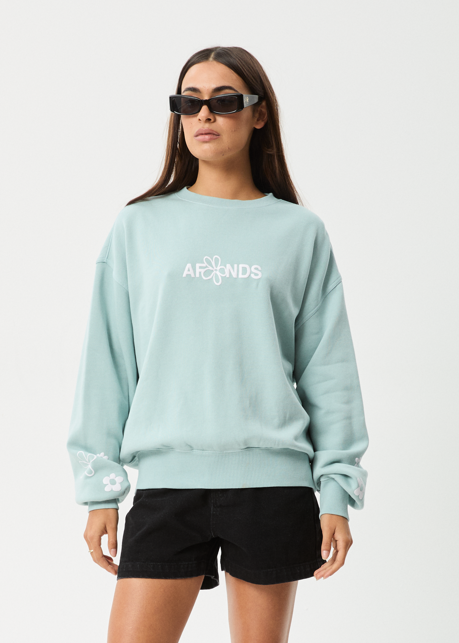 AFENDS Womens Frolic - Crew Neck Jumper - Ether Blue