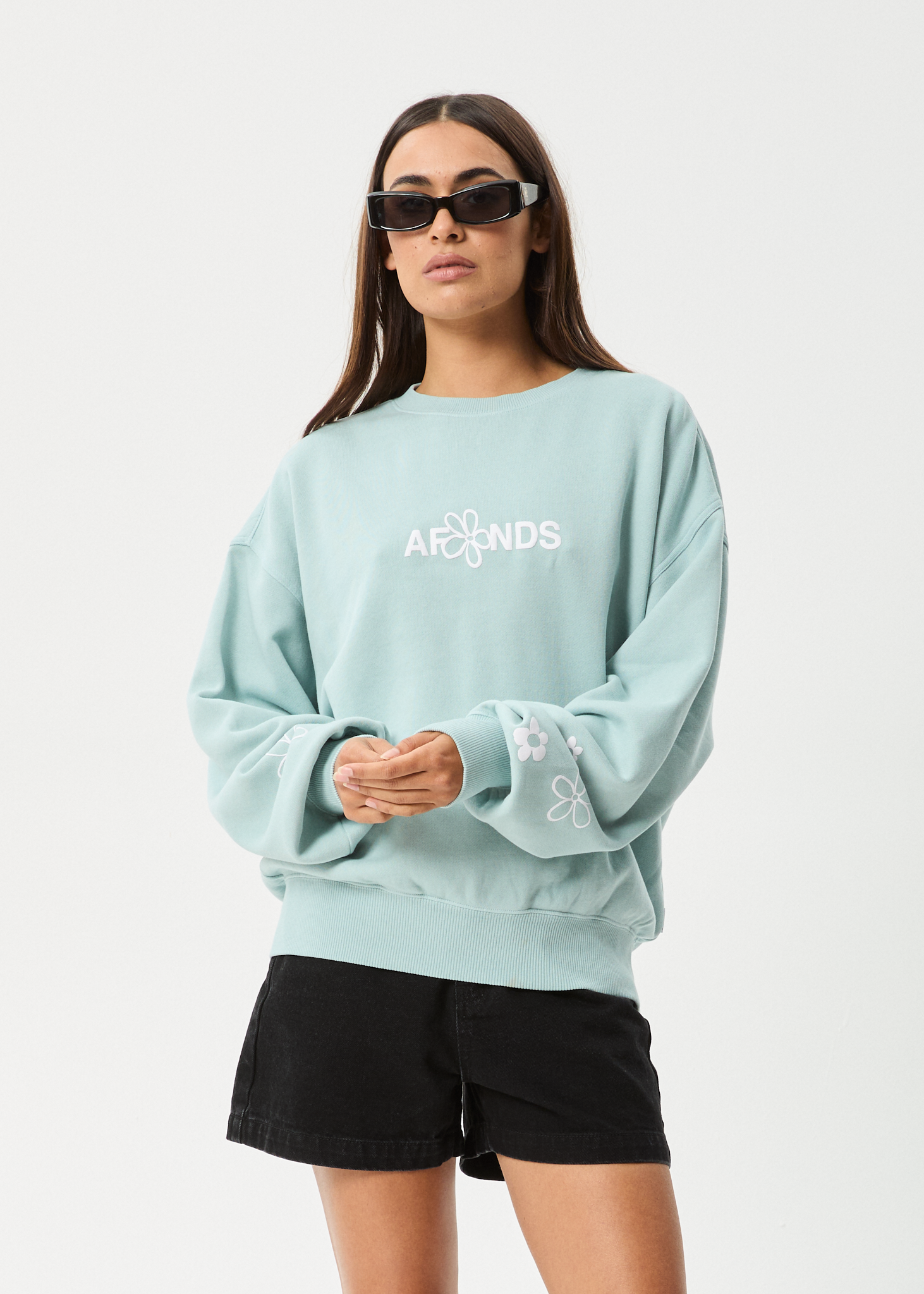AFENDS Womens Frolic - Crew Neck Jumper - Ether Blue