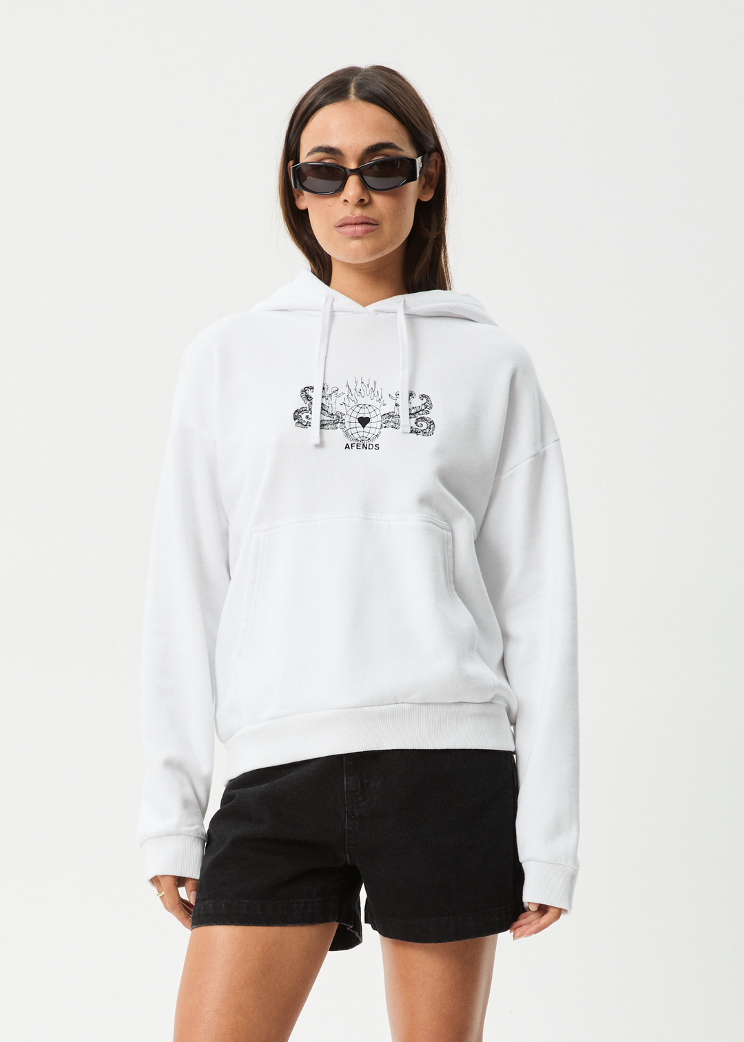 AFENDS Womens Bonfire - Pull On Hood - White