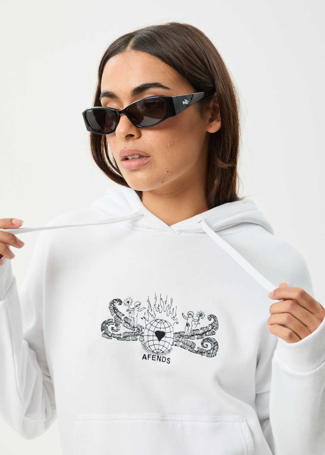 AFENDS Womens Bonfire - Pull On Hood - White