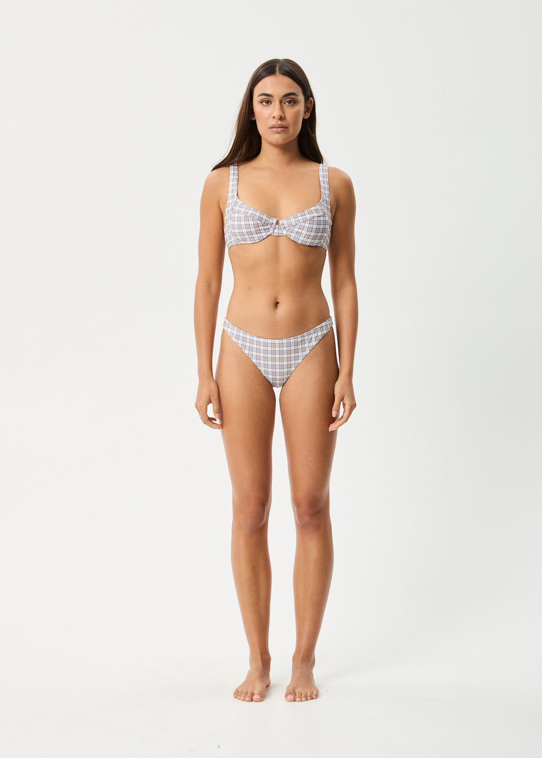 AFENDS Womens Drew Check - Bikini Bottom - Taupe Check