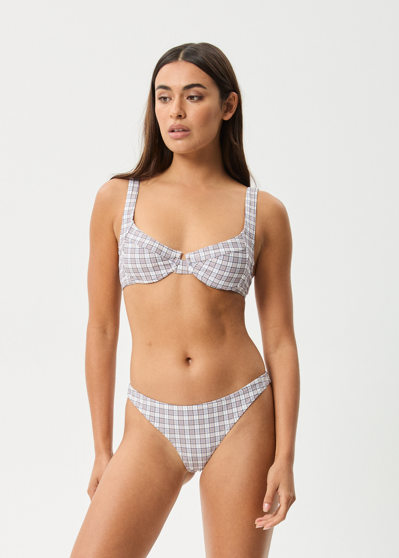 AFENDS Womens Drew Check - Bikini Bottom - Taupe Check