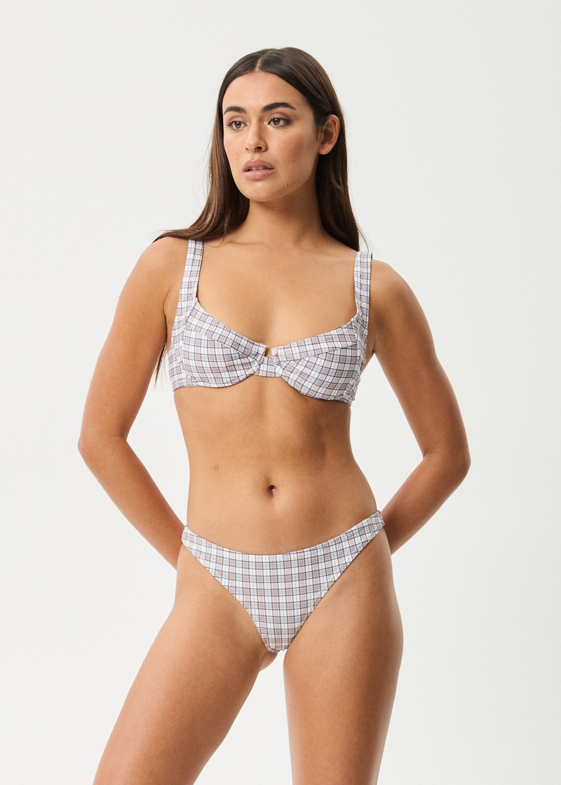 AFENDS Womens Drew Check - Bikini Top - Taupe Check