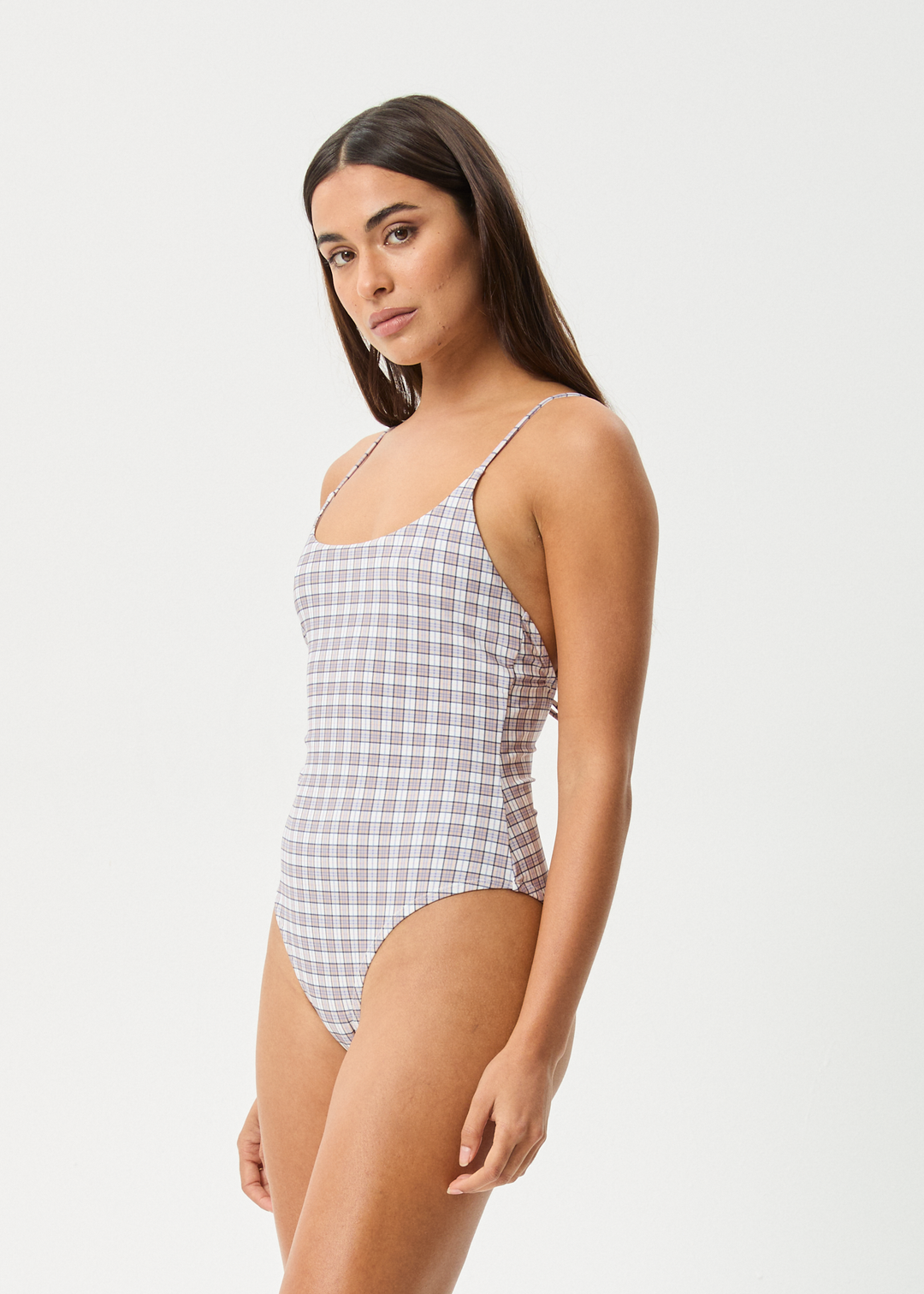 AFENDS Womens Drew Check - One Piece - Taupe Check