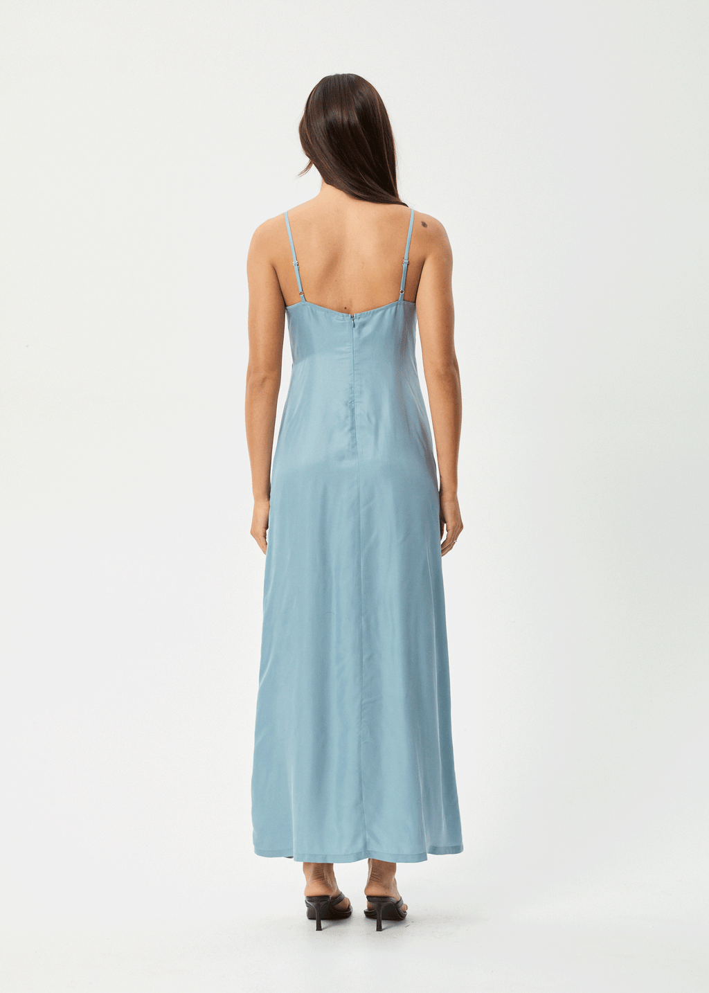 AFENDS Womens Delia - Cupro Maxi Dress - Ether Blue