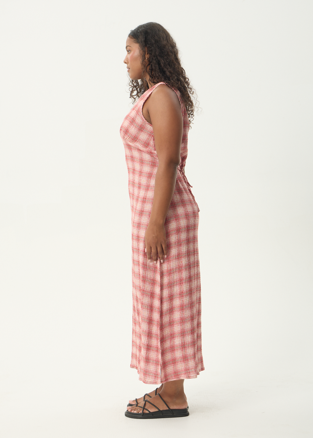 AFENDS Womens Position - Seersucker Maxi Dress - Red Check