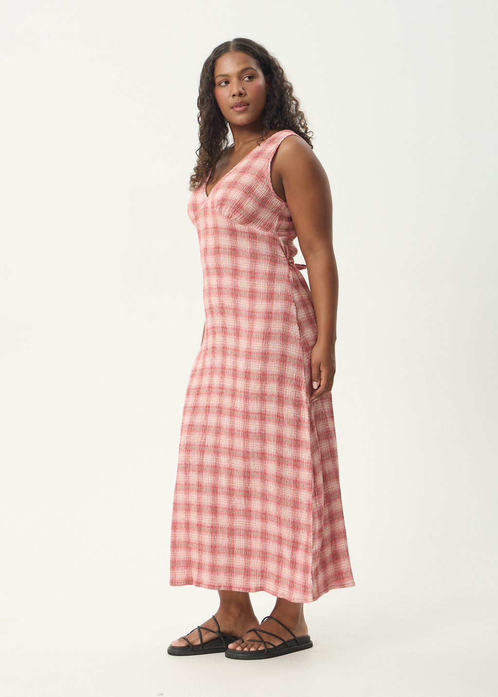 AFENDS Womens Position - Seersucker Maxi Dress - Red Check
