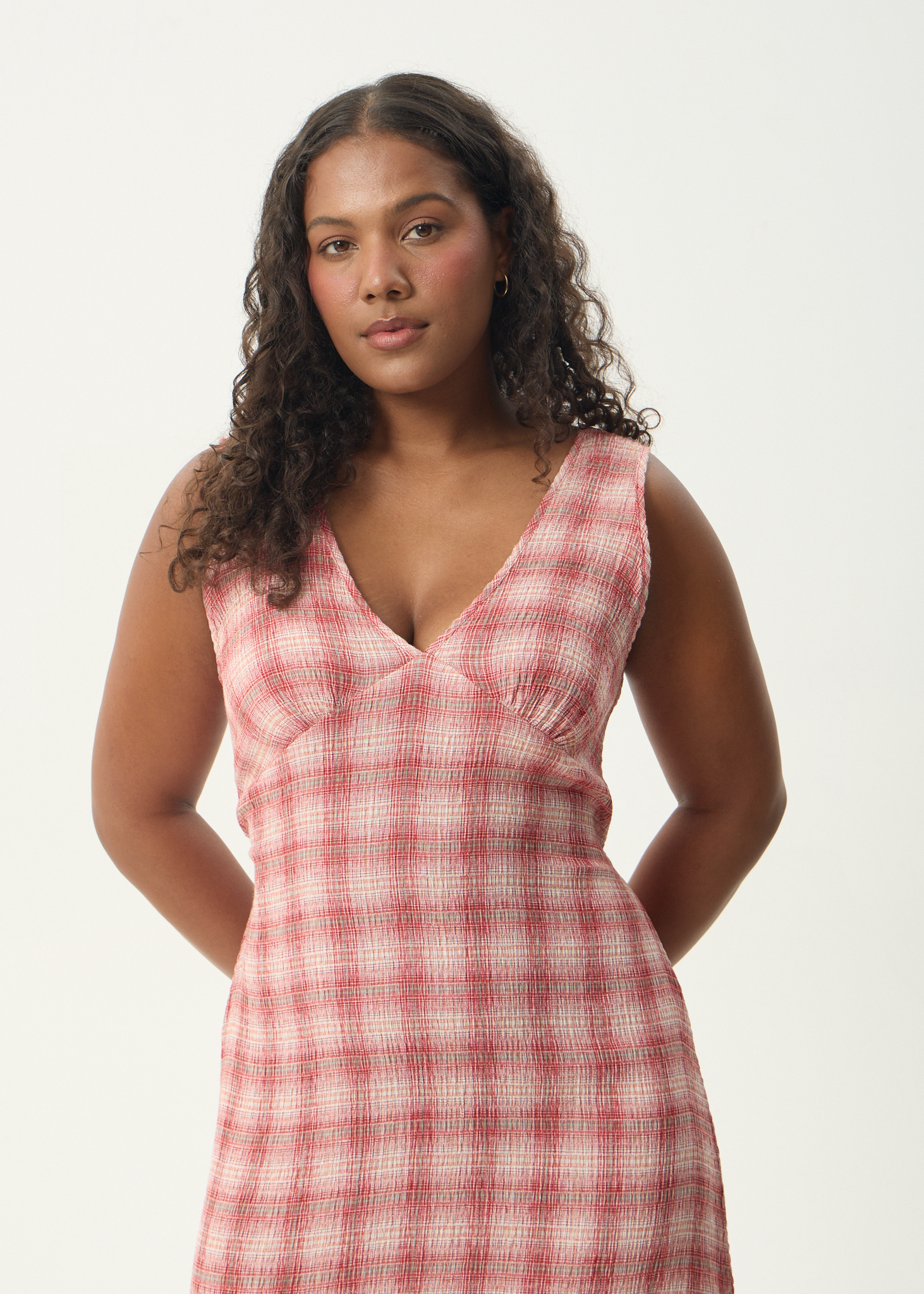 AFENDS Womens Position - Seersucker Maxi Dress - Red Check