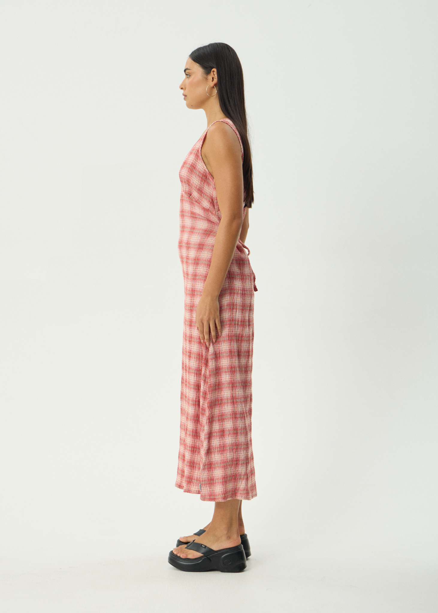 AFENDS Womens Position - Seersucker Maxi Dress - Red Check