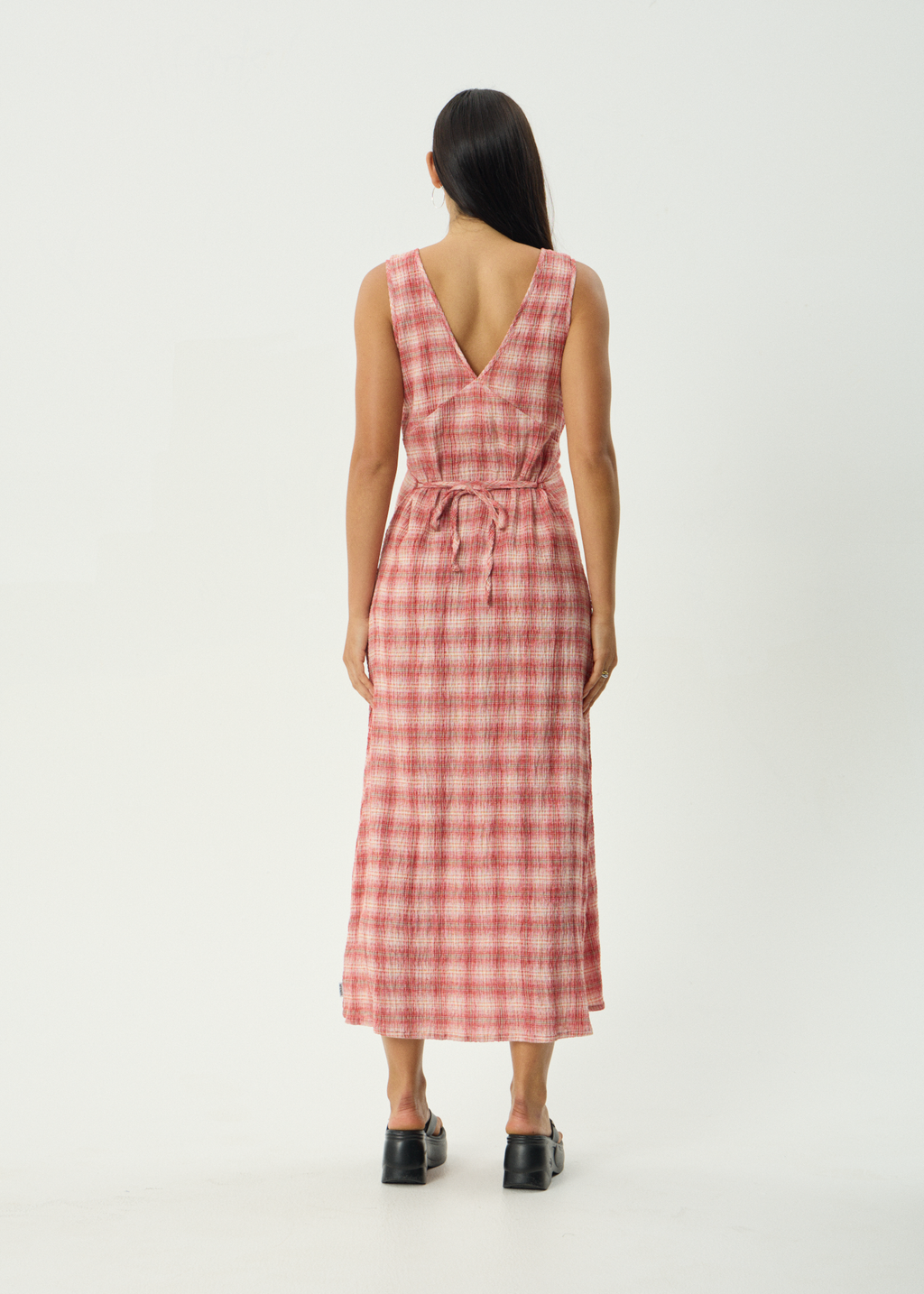 AFENDS Womens Position - Seersucker Maxi Dress - Red Check