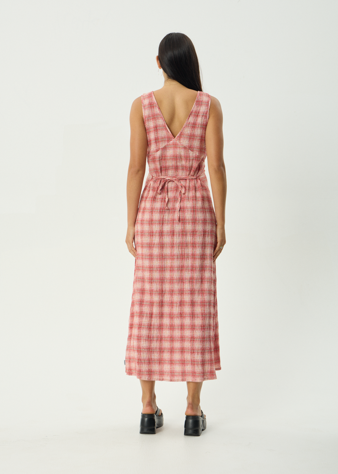 AFENDS Womens Position - Seersucker Maxi Dress - Red Check