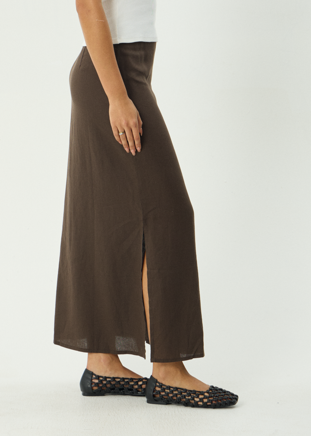 AFENDS Womens Lilo - Maxi Skirt - Coffee