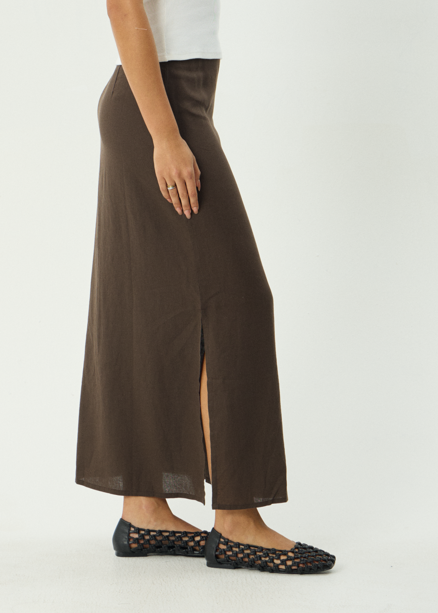 AFENDS Womens Lilo - Maxi Skirt - Coffee