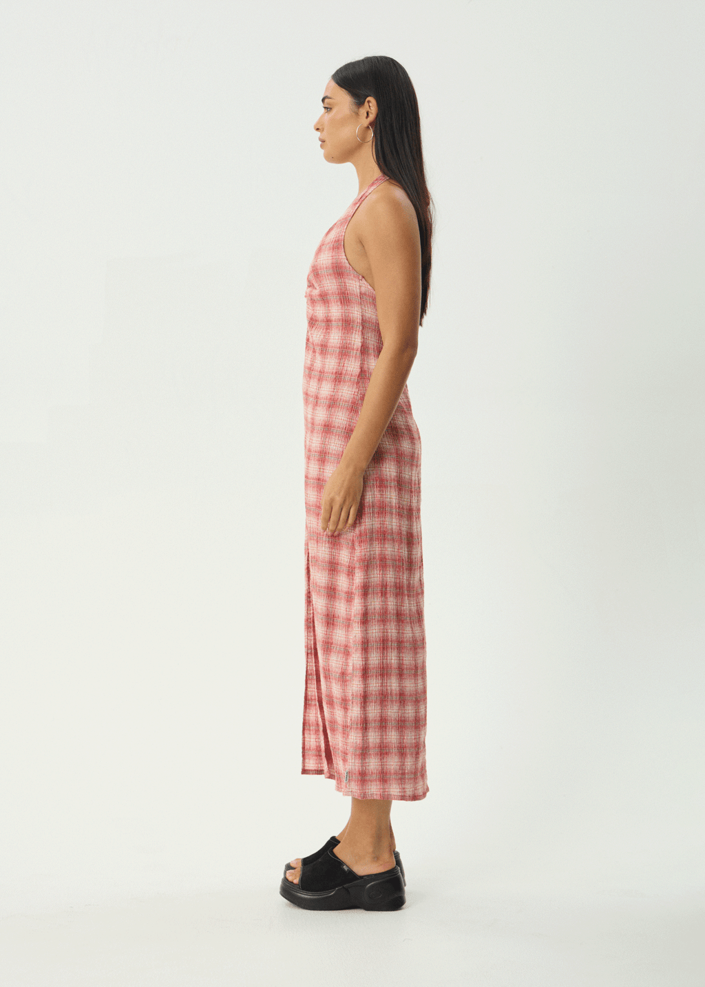 AFENDS Womens Andy - Seersucker Maxi Dress - Red Check