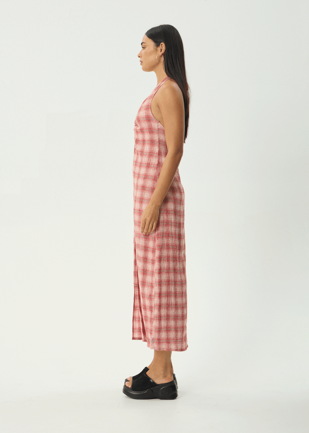 AFENDS Womens Position Andy - Seersucker Halter Dress - Red Check