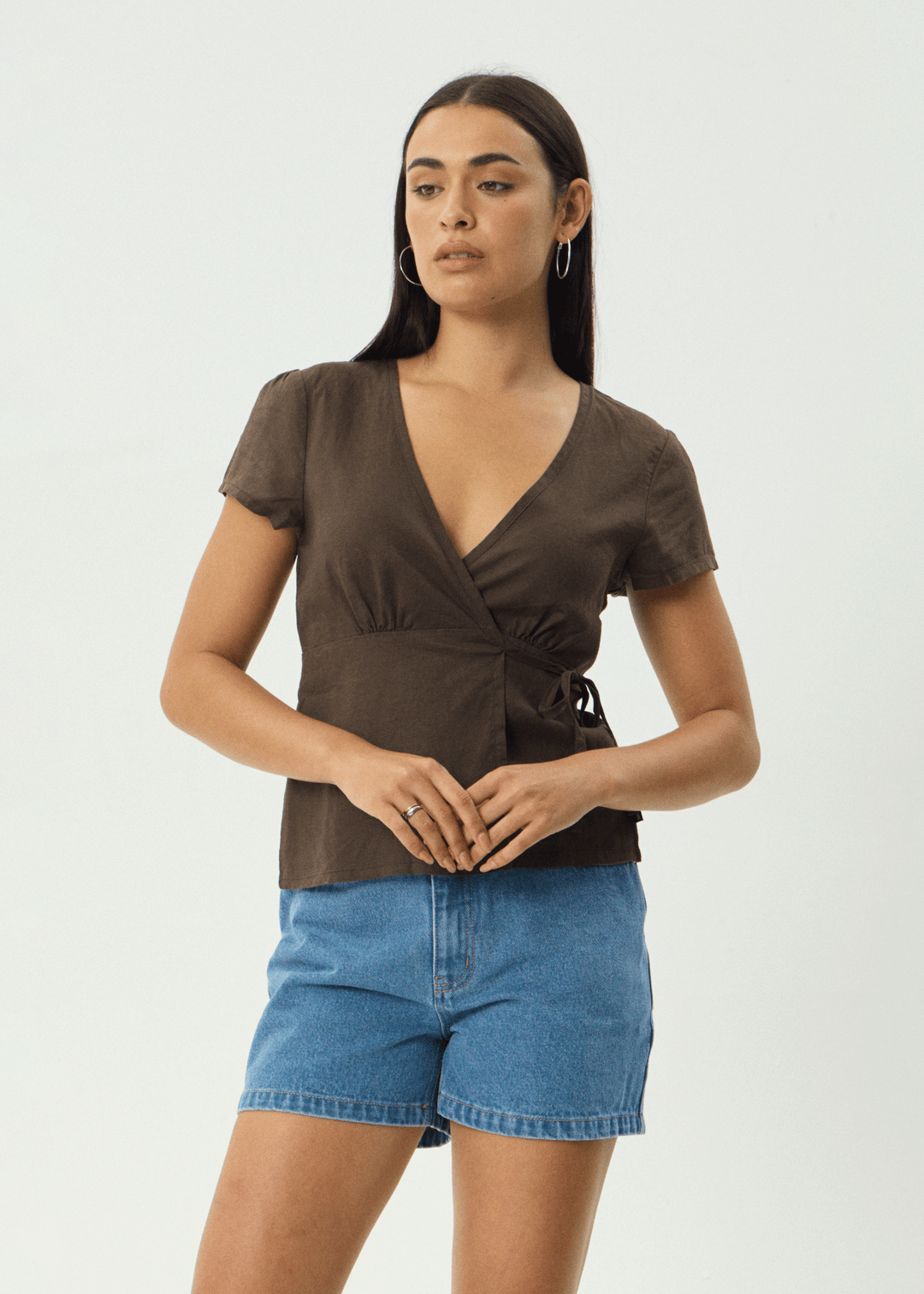 AFENDS Womens Loula - Wrap Top - Coffee