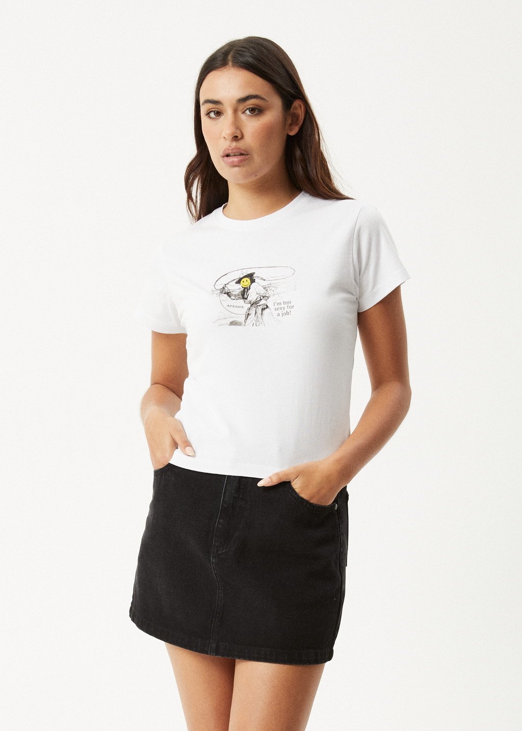 AFENDS Womens Day Job - Baby Tee - White