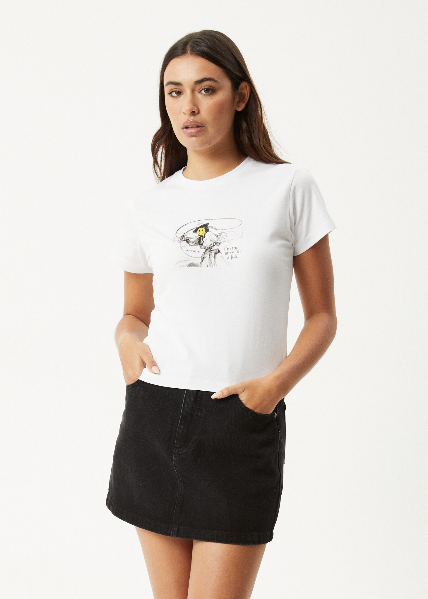 AFENDS Womens Day Job - Baby Tee - White