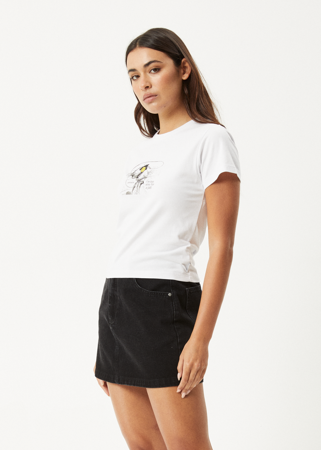 AFENDS Womens Day Job - Baby Tee - White