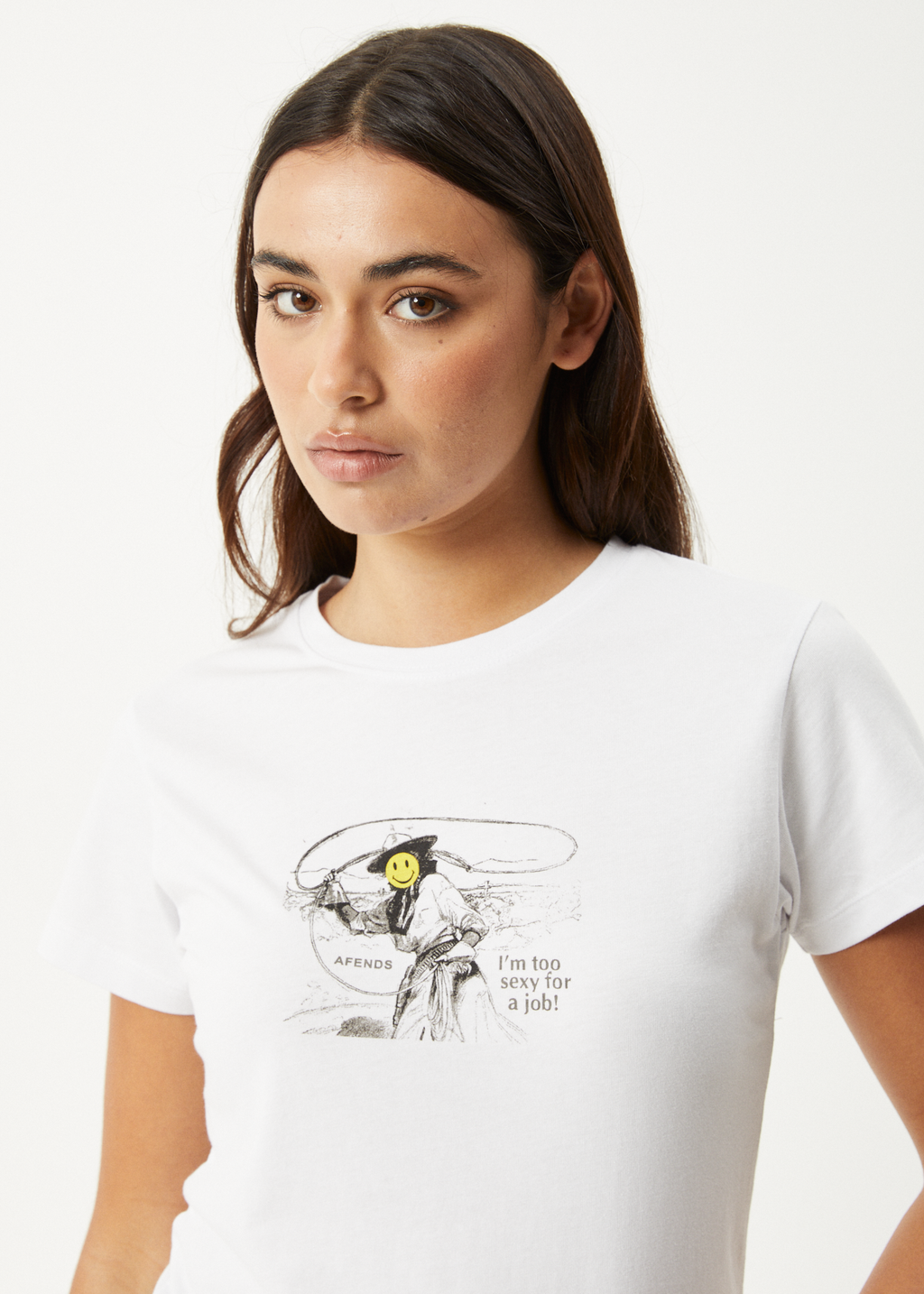 AFENDS Womens Day Job - Baby Tee - White