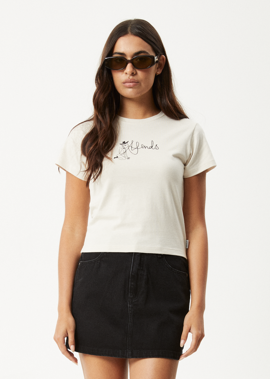 AFENDS Womens Karlee - Baby Tee - Moonbeam