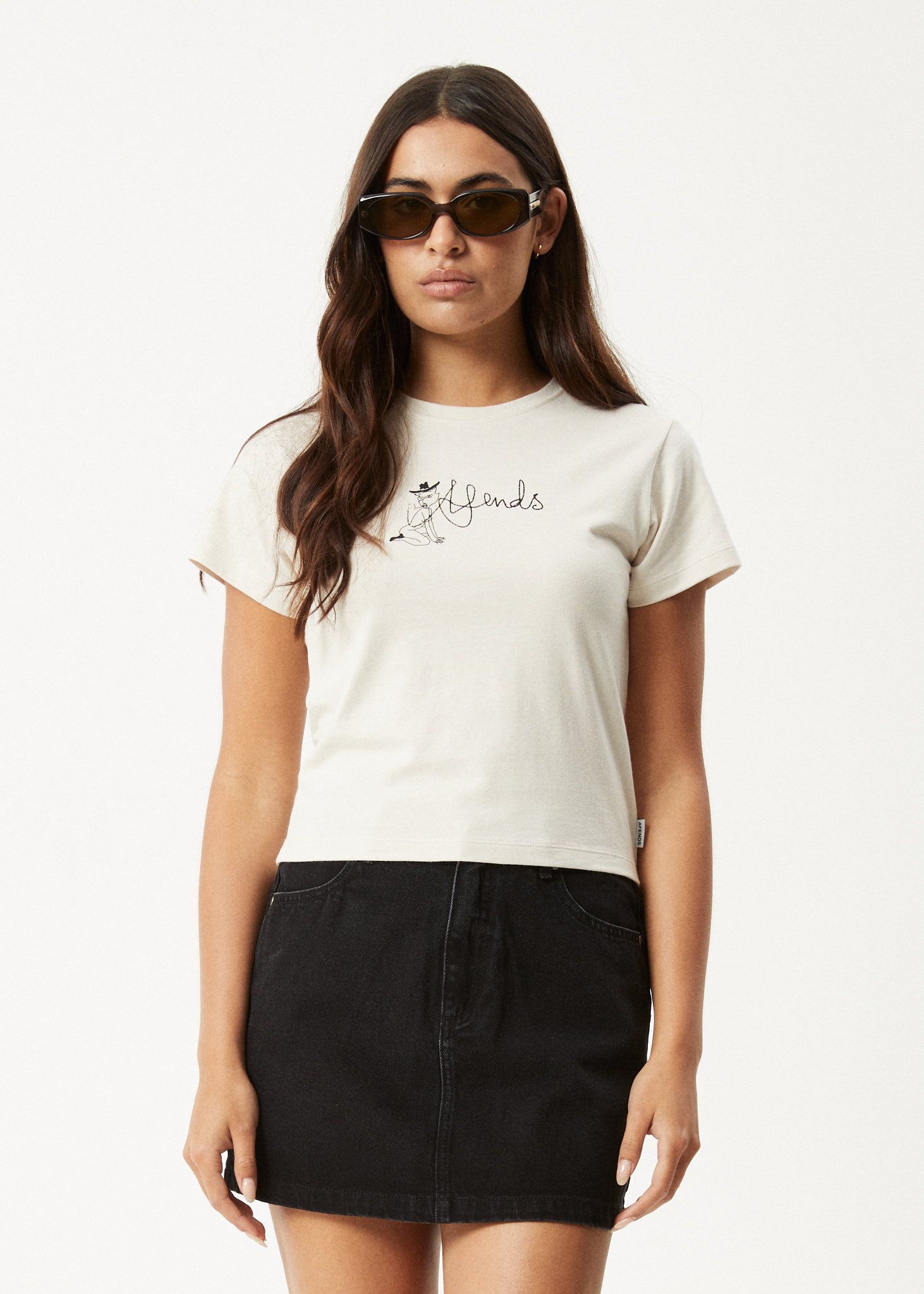 AFENDS Womens Karlee - Baby Tee - Moonbeam