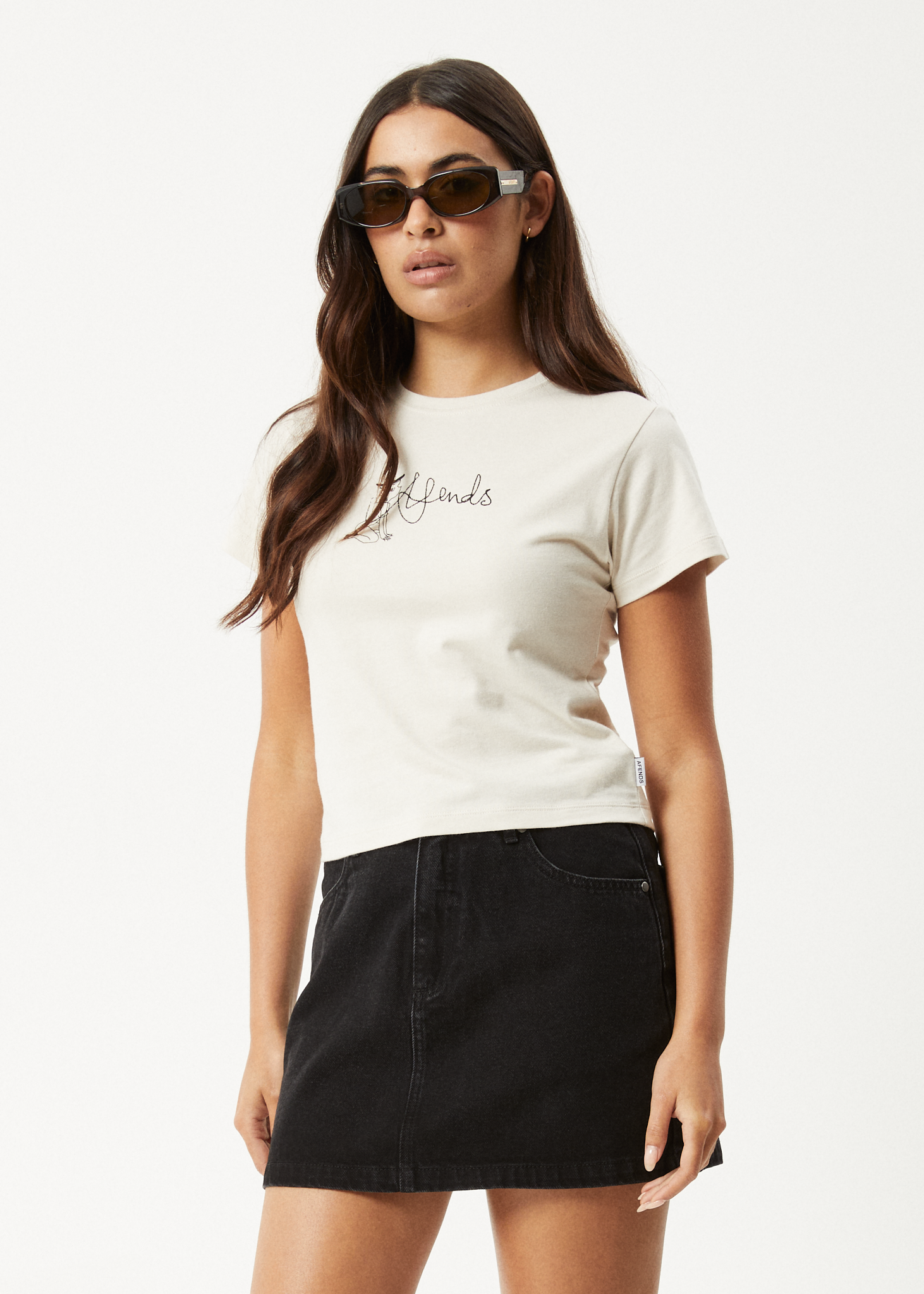 AFENDS Womens Karlee - Baby Tee - Moonbeam
