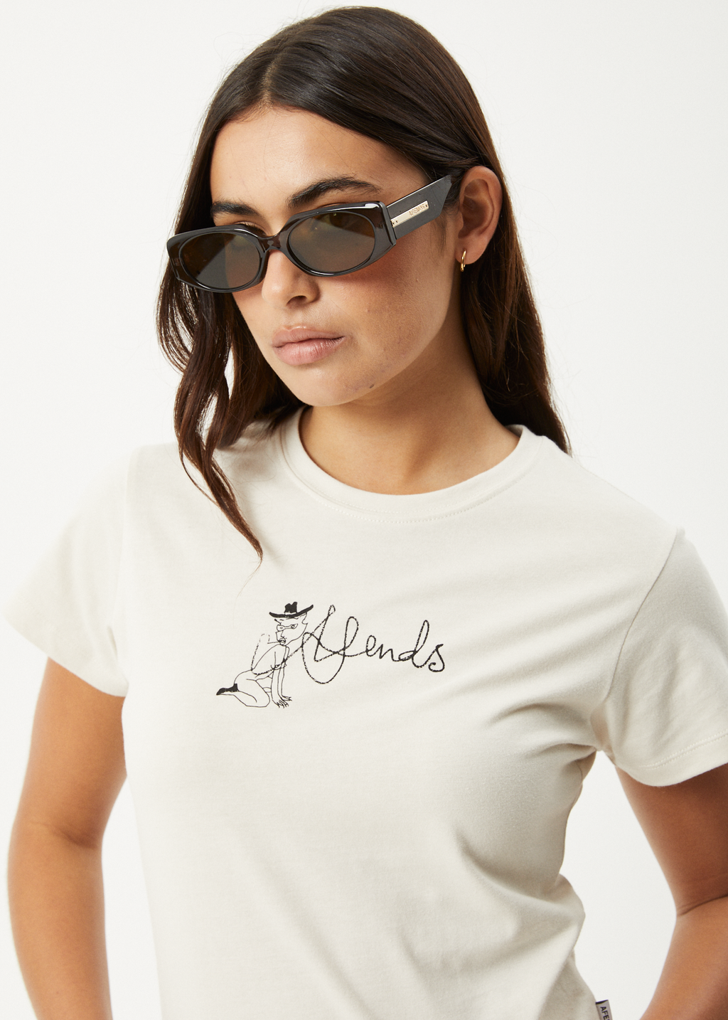 AFENDS Womens Karlee - Baby Tee - Moonbeam