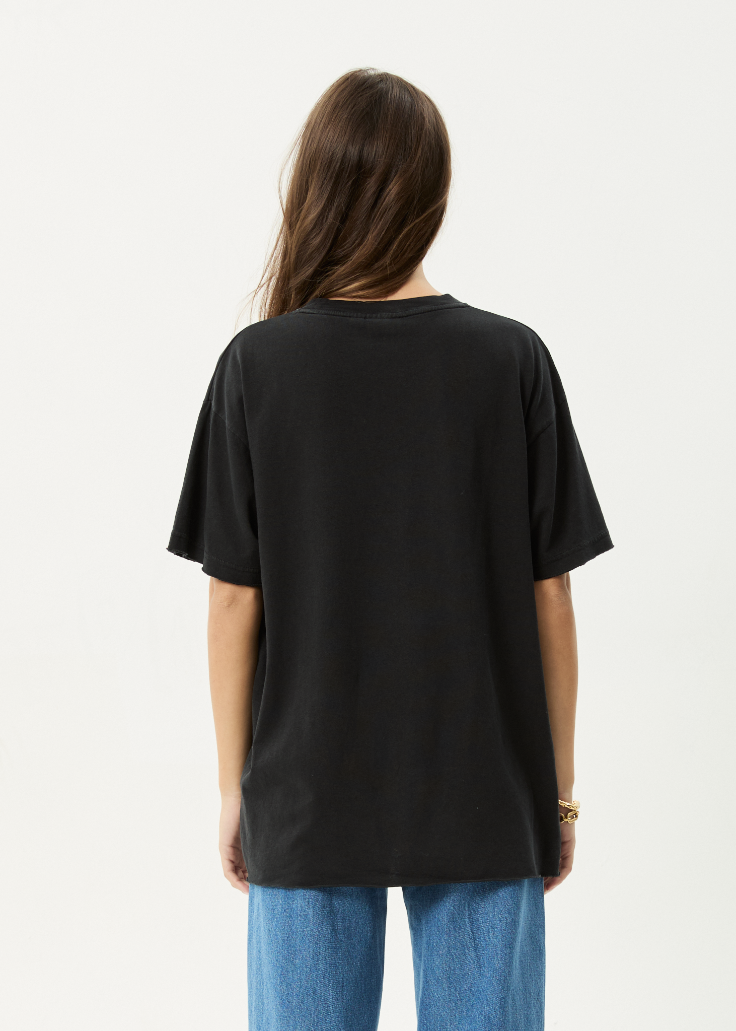 AFENDS Womens Cosmic Cow - Oversized Tee - Stone Black